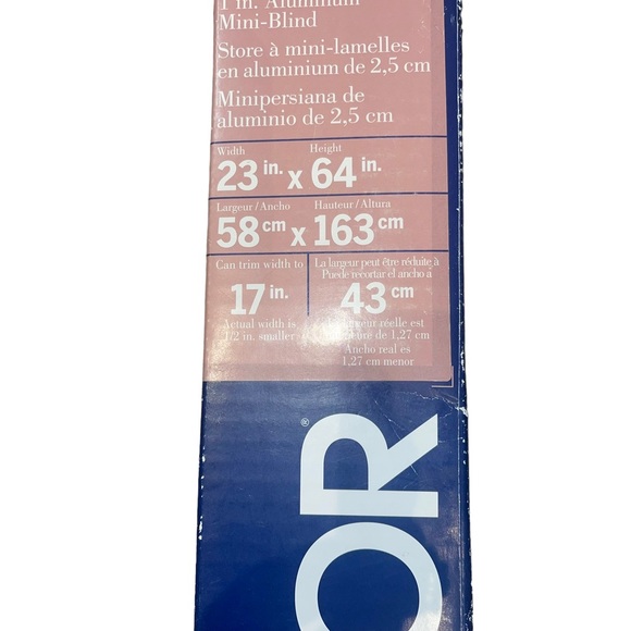 LEVOLOR 1-in White Aluminum Mini Blinds 23”x64” New In Box Cut To Width. - Picture 6 of 6
